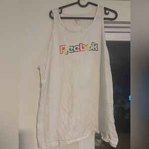 Reebok White Tank Top with rainbow  Logo